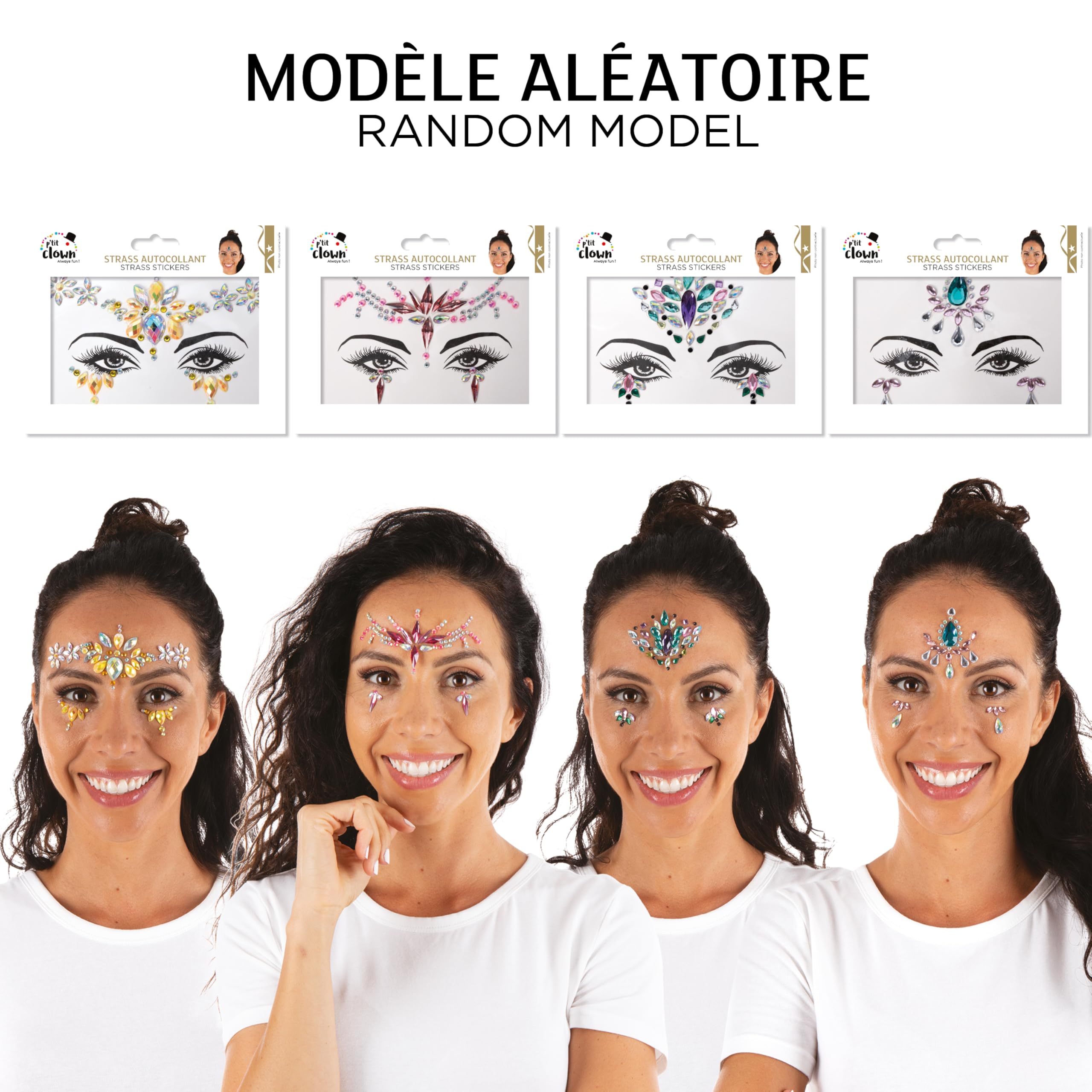 p-tit-clown-gesichts-strass-selbstklebend-modell-zuf-llig-make-up image 2