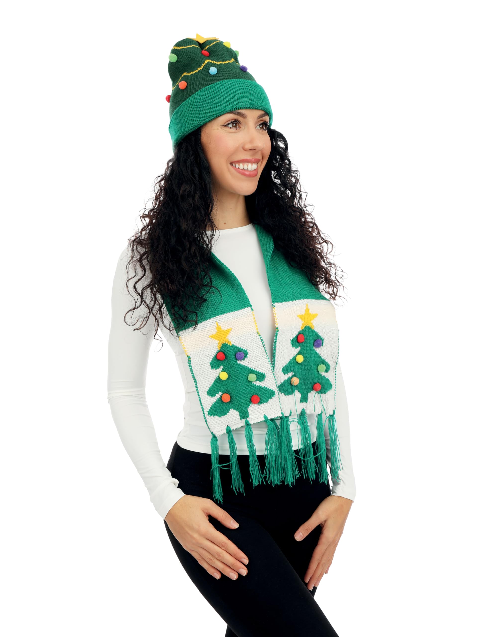 ptit-clown-weihnachts-set-m-tze-schal-tanne-gr-n-erwachsene-einheitsgr-e image 2