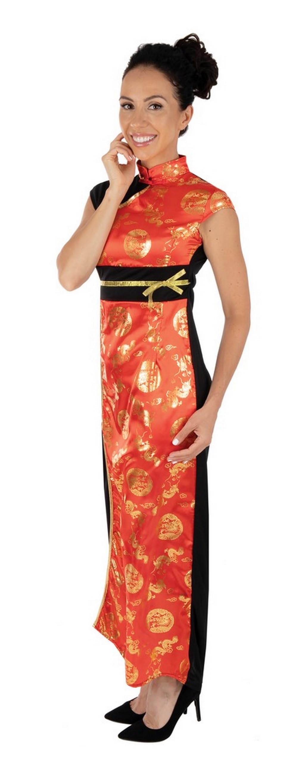 p-tit-clown-chinesisches-kleid-kost-m-f-r-erwachsene-rot-polyester image 2