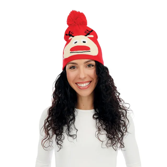 ptit-clown-weihnachtsm-tze-rot-mit-rentierkopf-und-lichtern-f-r-erwachsene image 1