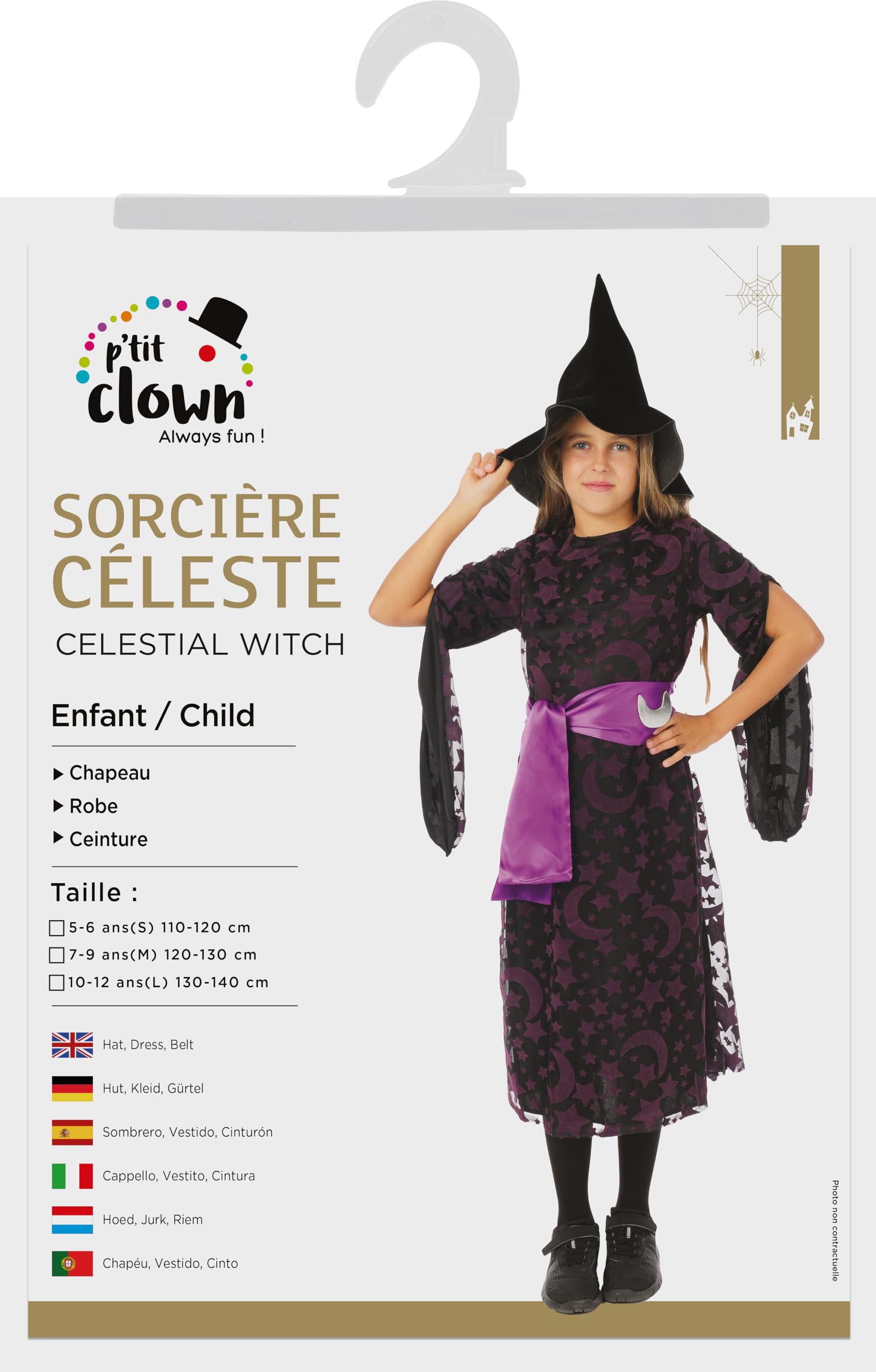 p-tit-clown-hexe-kost-m-m-dchen-kinderkleid-mit-hut-und-g-rtel image 3