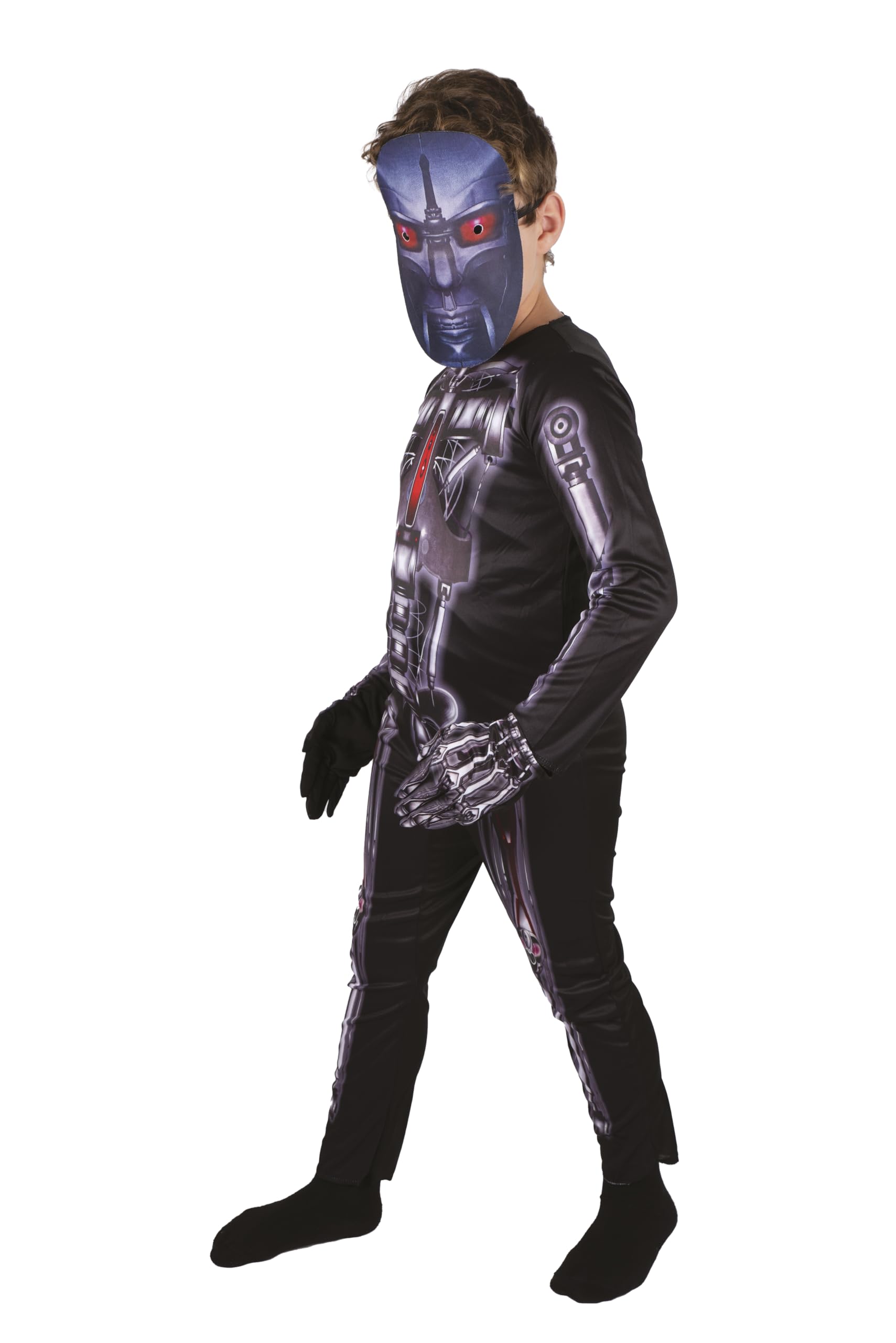 p-tit-clown-skelett-roboter-overall-kost-m-f-r-kinder-mit-maske image 2