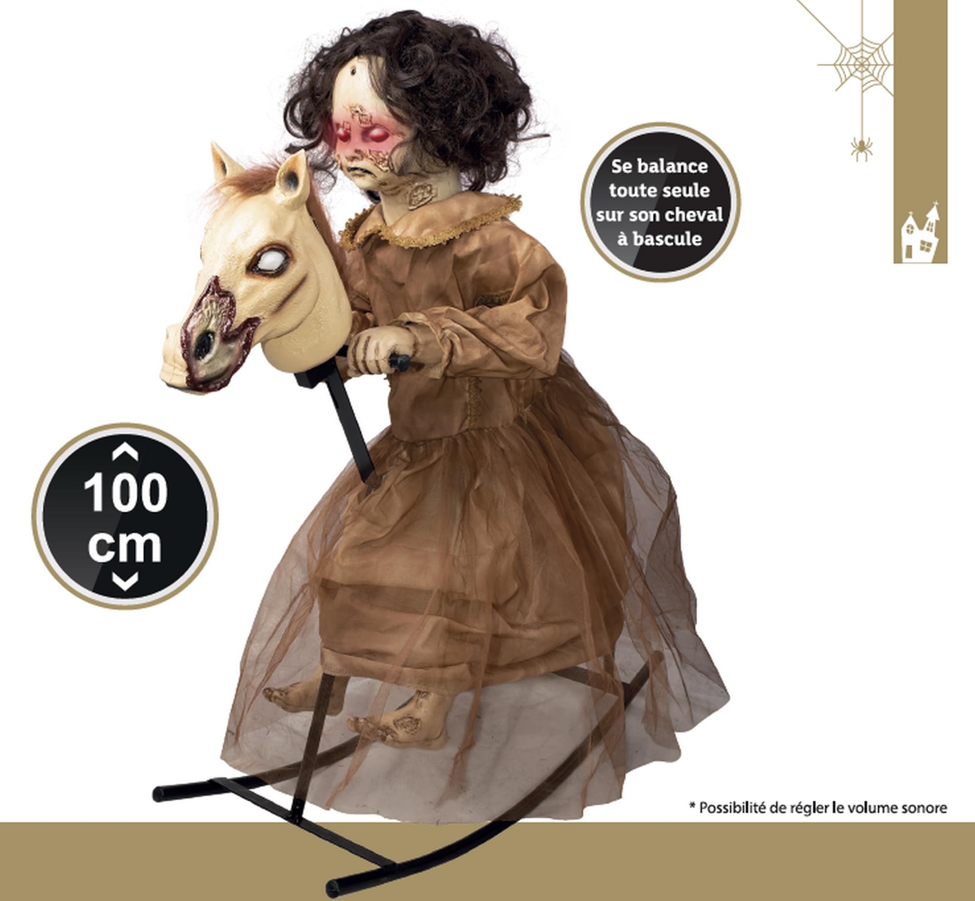 ptit-clown-17121-animatronic-verfluchtes-m-dchen-auf-schaukelpferd-100-cm-netzbe image 2