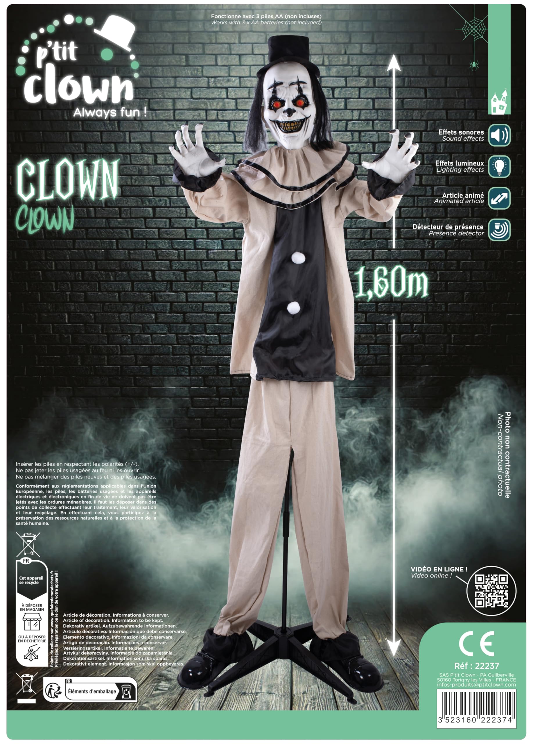 ptit-clown-22237-animierter-halloween-clown-160-cm-mit-sound-und-licht image 2