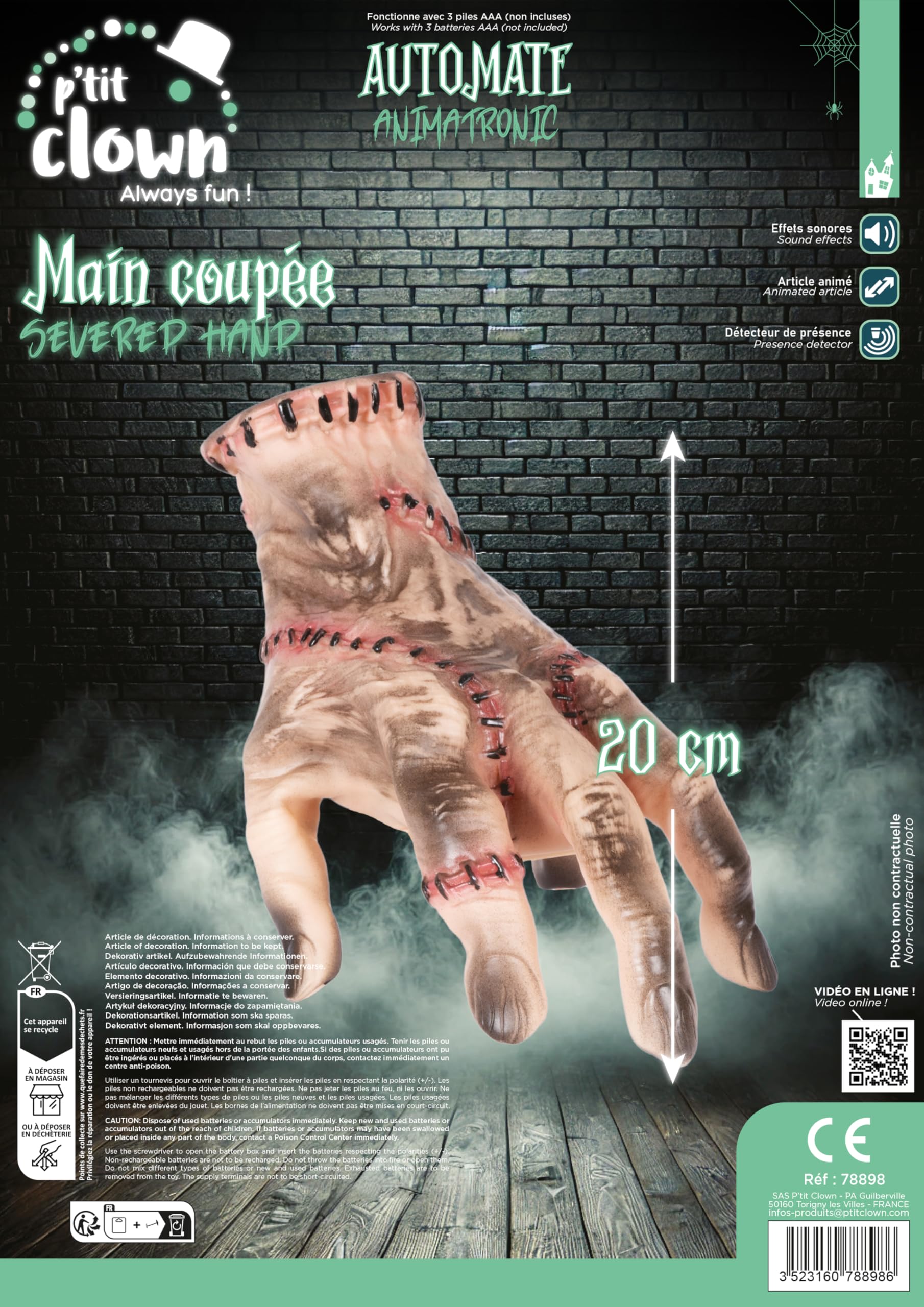 p-tit-clown-animierte-abgetrennte-hand-20cm-halloween-animatronic-mit-sound image 7