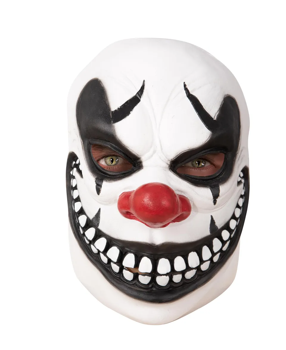 ptit-clown-gruselige-clown-maske-latex-erwachsene-wei-schwarz image 1