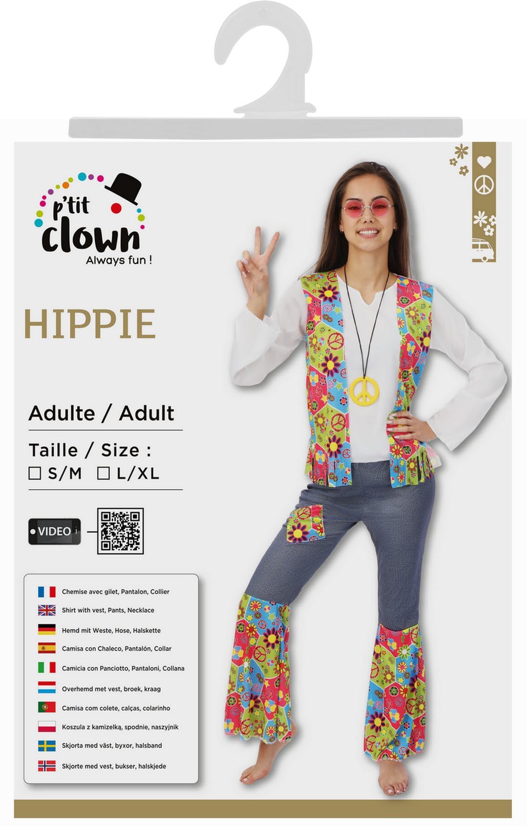 ptit-clown-hippie-kost-m-damen-mehrfarbig-xl image 4