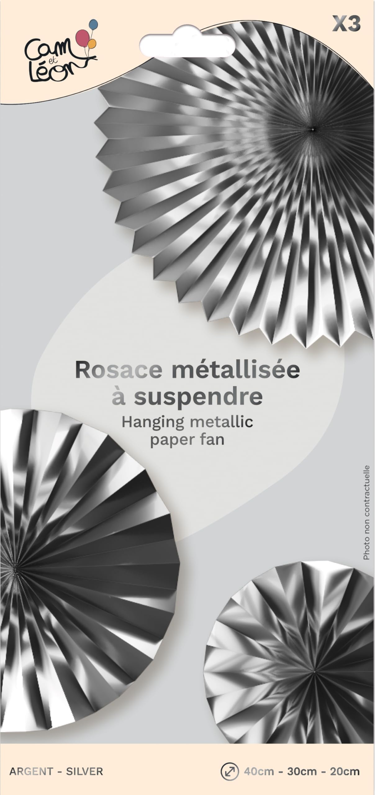 ptit-clown-metallrosette-zum-aufh-ngen-silber-h-ngedeko-3-st-ck image 3