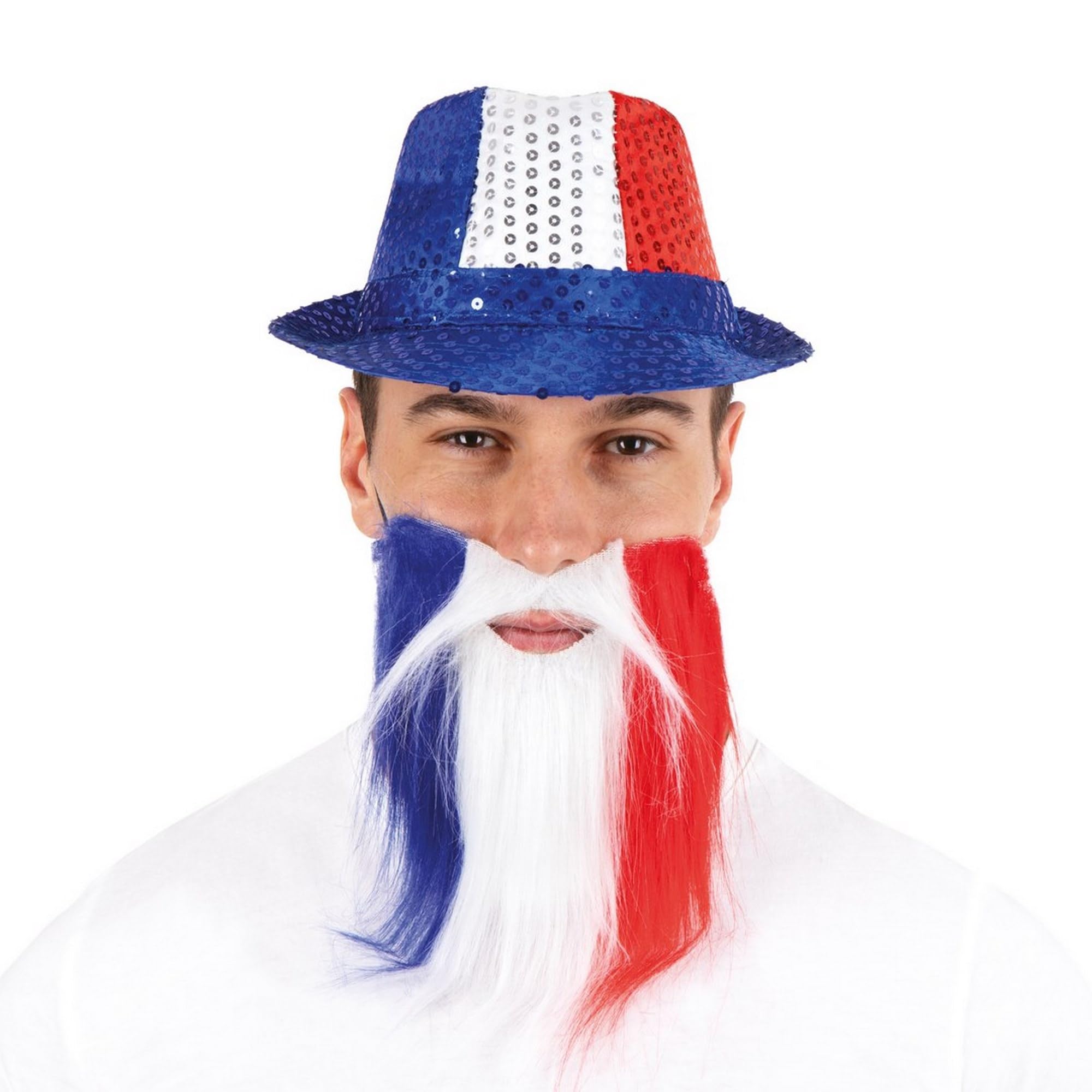 ptit-clown-18181-schnurrbart-und-bart-blau-wei-rot-frankreich-fan image 1