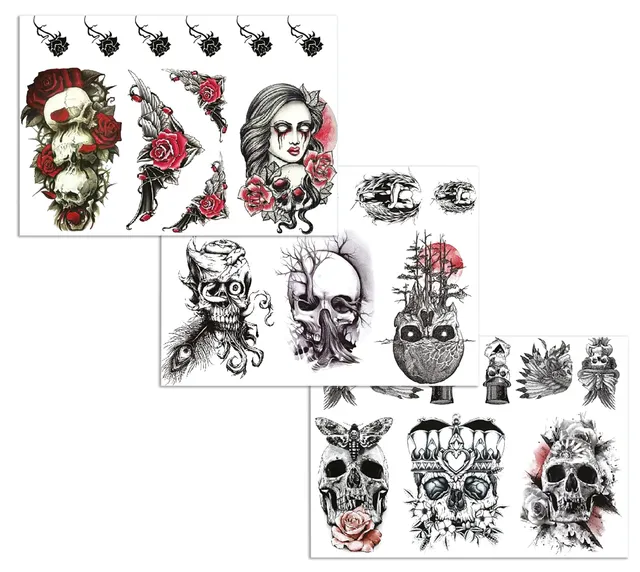 p-tit-clown-tempor-re-tattoos-mit-totenkopf-motiven image 1