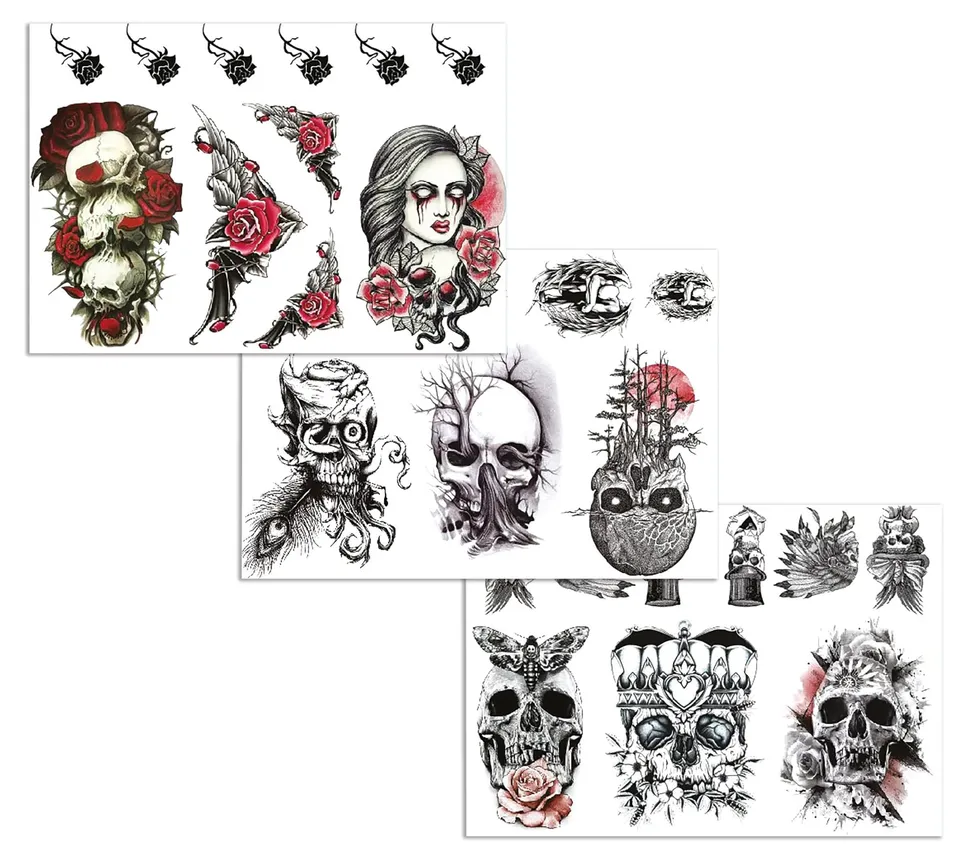 p-tit-clown-tempor-re-tattoos-mit-totenkopf-motiven image 1