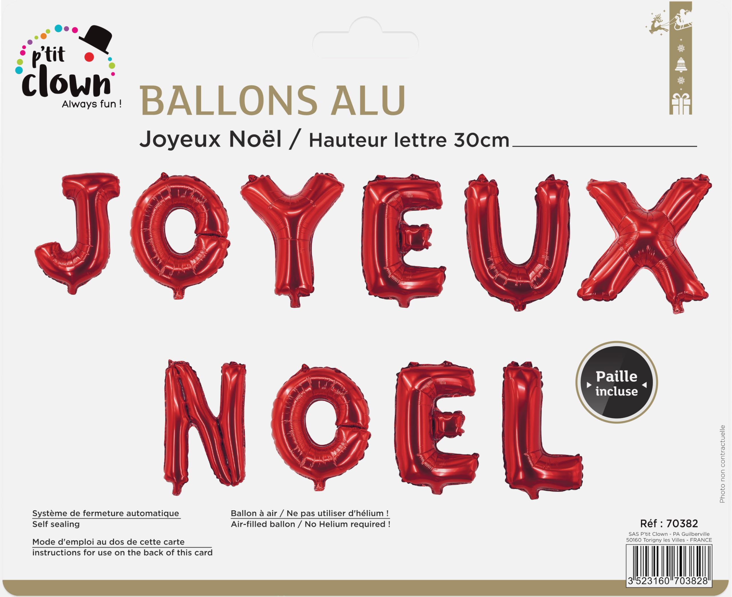 ptit-clown-joyeux-noel-buchstabenballon-rot-30-cm-metallic-1-st-ck image 2