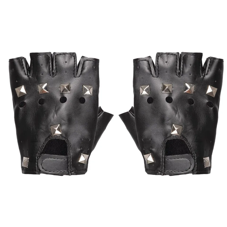 ptit-clown-handschuhe-punk-paar-fingerlose-nieten-handschuhe-schwarz image 1