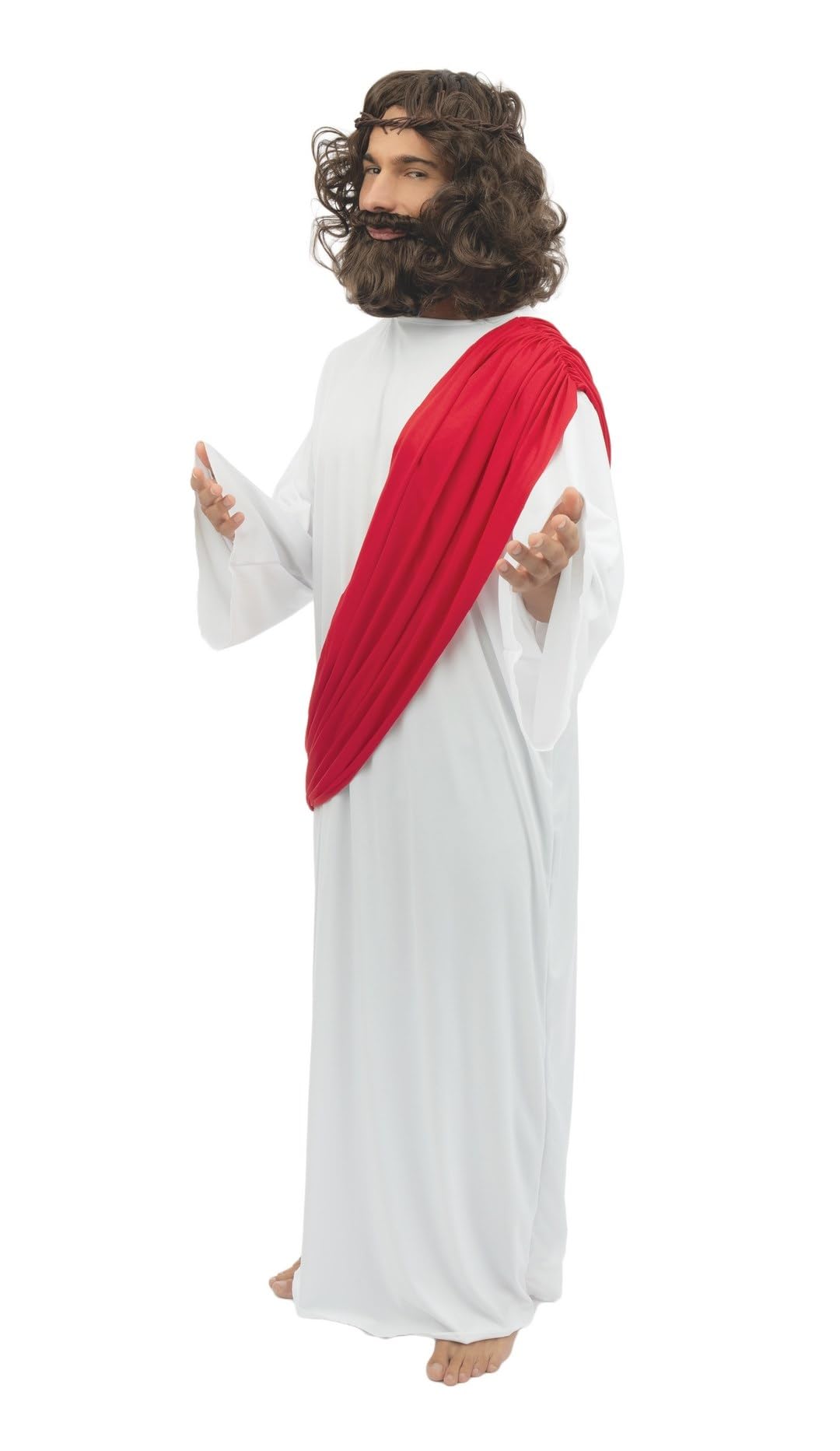 ptit-clown-vegaoo-jesus-kost-m-erwachsene-wei-rot-religi-se-robe-mit-umhang image 2