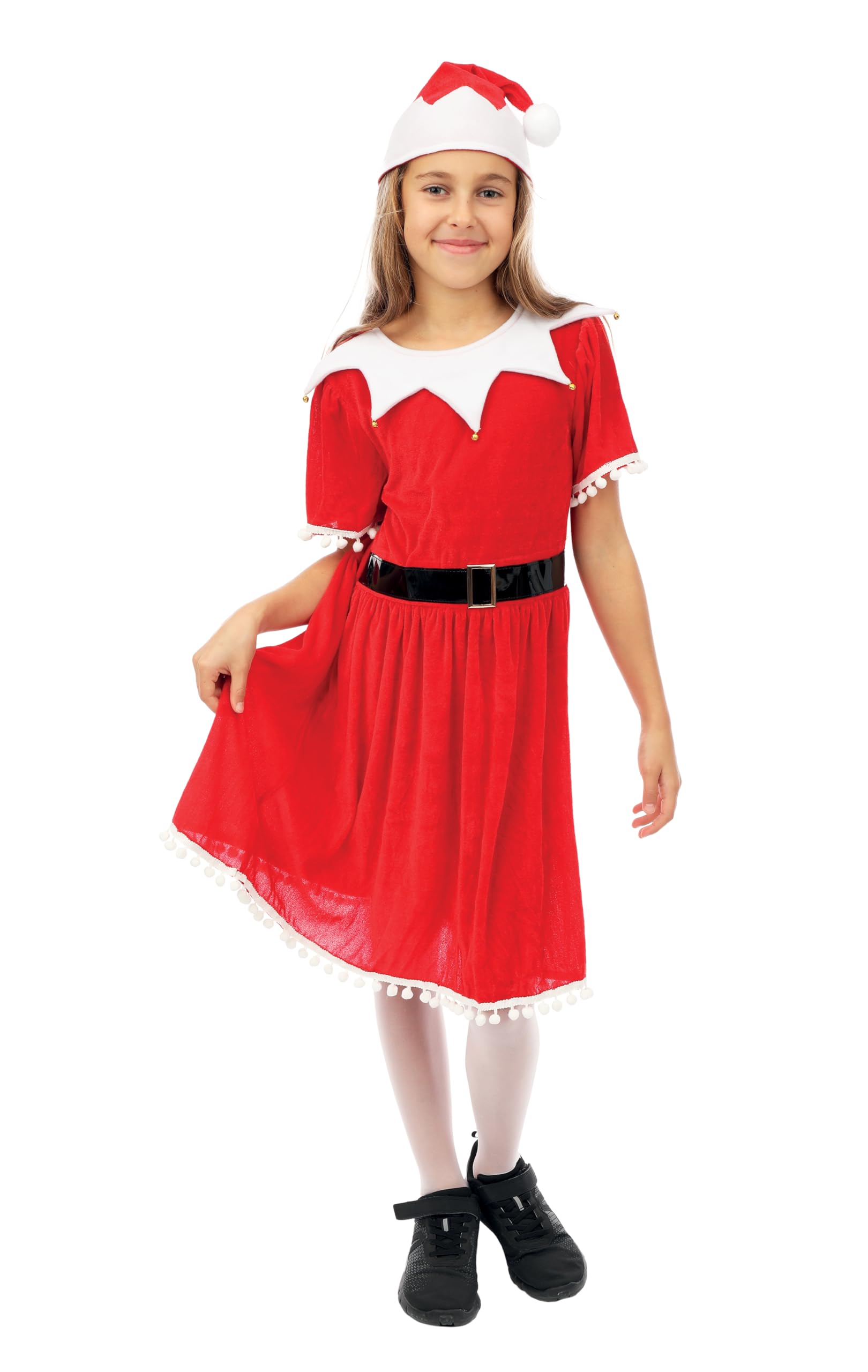 ptit-clown-weihnachtsmutter-kleid-m-tze-f-r-m-dchen-rot image 1