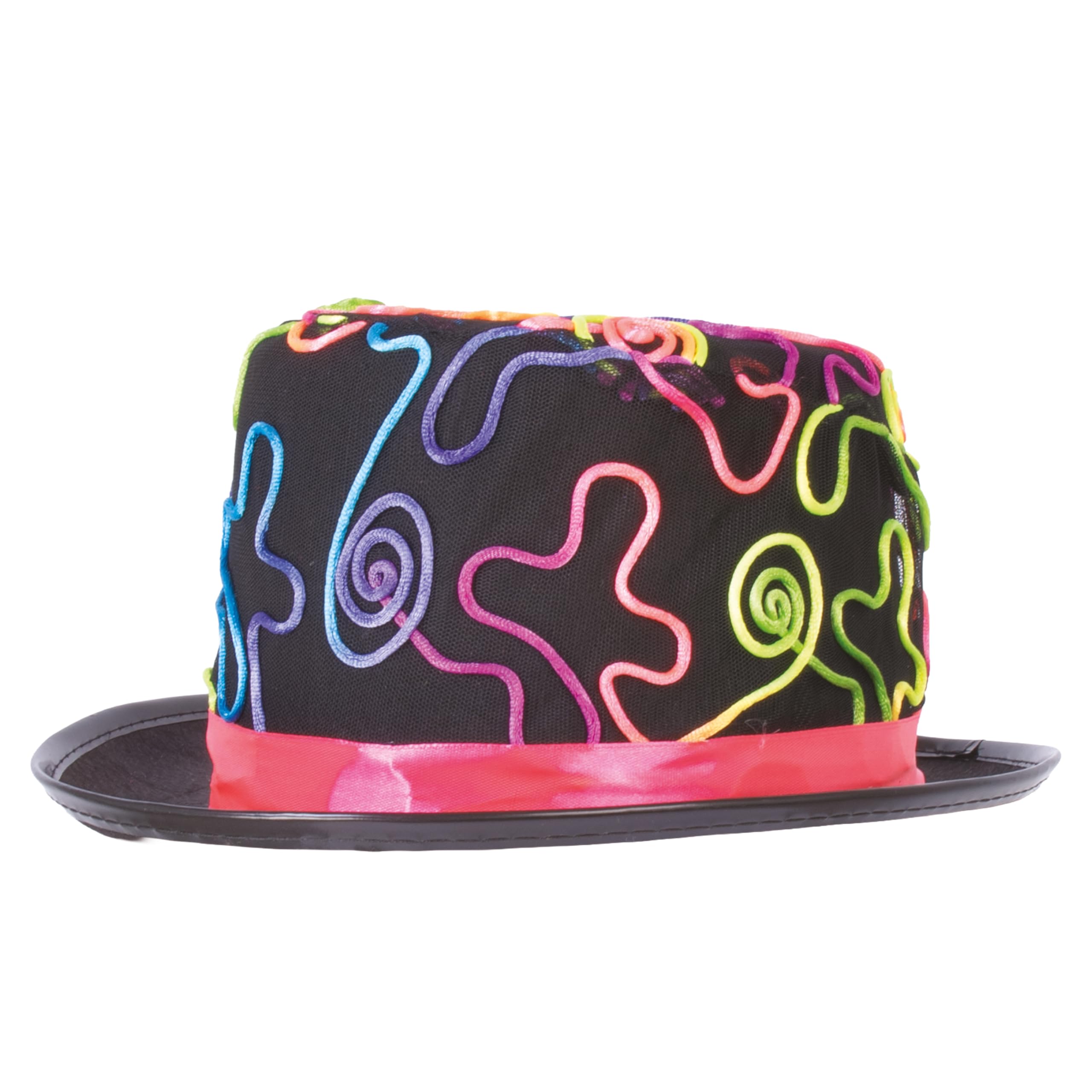 p-tit-clown-46503-filz-zylinder-schwarz-mit-neon-kordel-erwachsene image 2