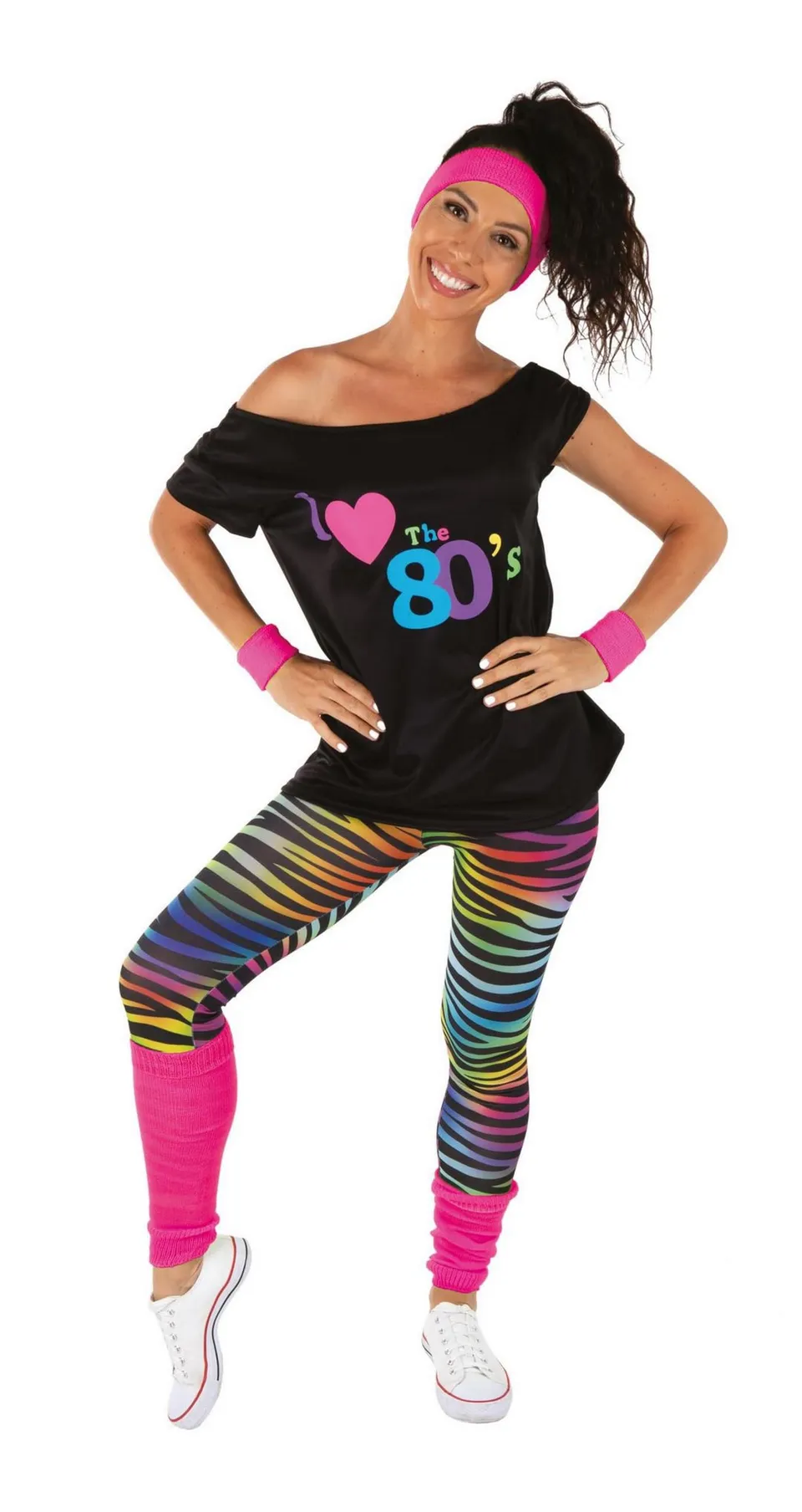 p-tit-clown-kost-m-set-80er-jahre-retro-leggings-neonrosa-einheitsgr-e image 1