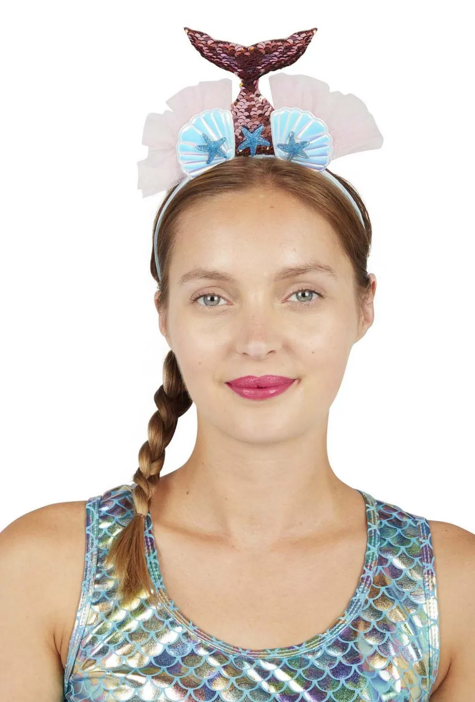 ptit-clown-haarreif-meerjungfrau-blau-rosa-mit-pailletten-einheitsgr-e-erwachsen image 1