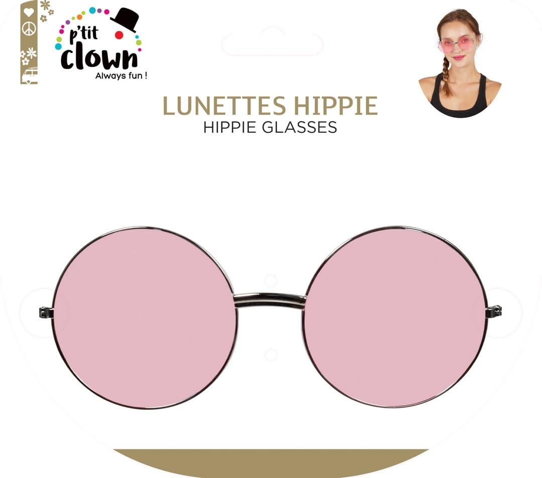 ptitclown-hippie-brille-rose-runde-metallbrille-erwachsene image 8