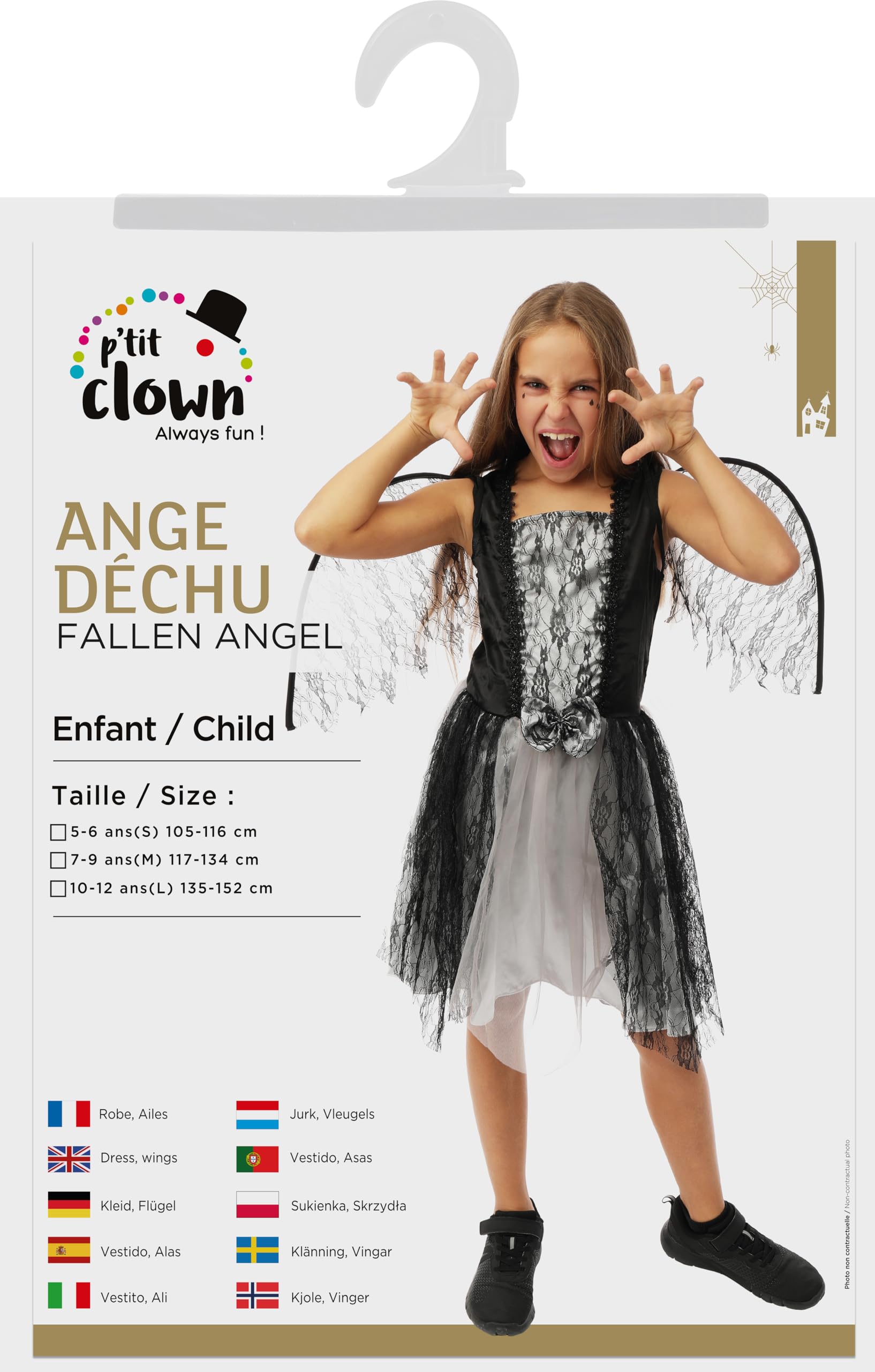 ptit-clown-m-dchenkost-m-zerrissener-engel-schwarz-grau-mit-fl-geln image 6