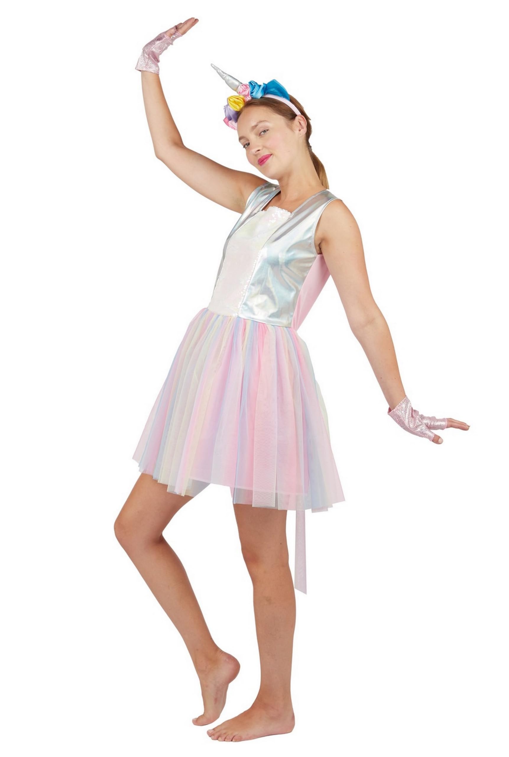 p-tit-clown-damenkost-m-einhorn-kleid-mit-kopfb-gel-f-r-karneval image 2