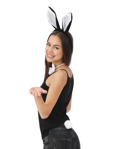 ptit-clown-tier-kost-m-set-kaninchen-schwarz-wei-erwachsene image 6