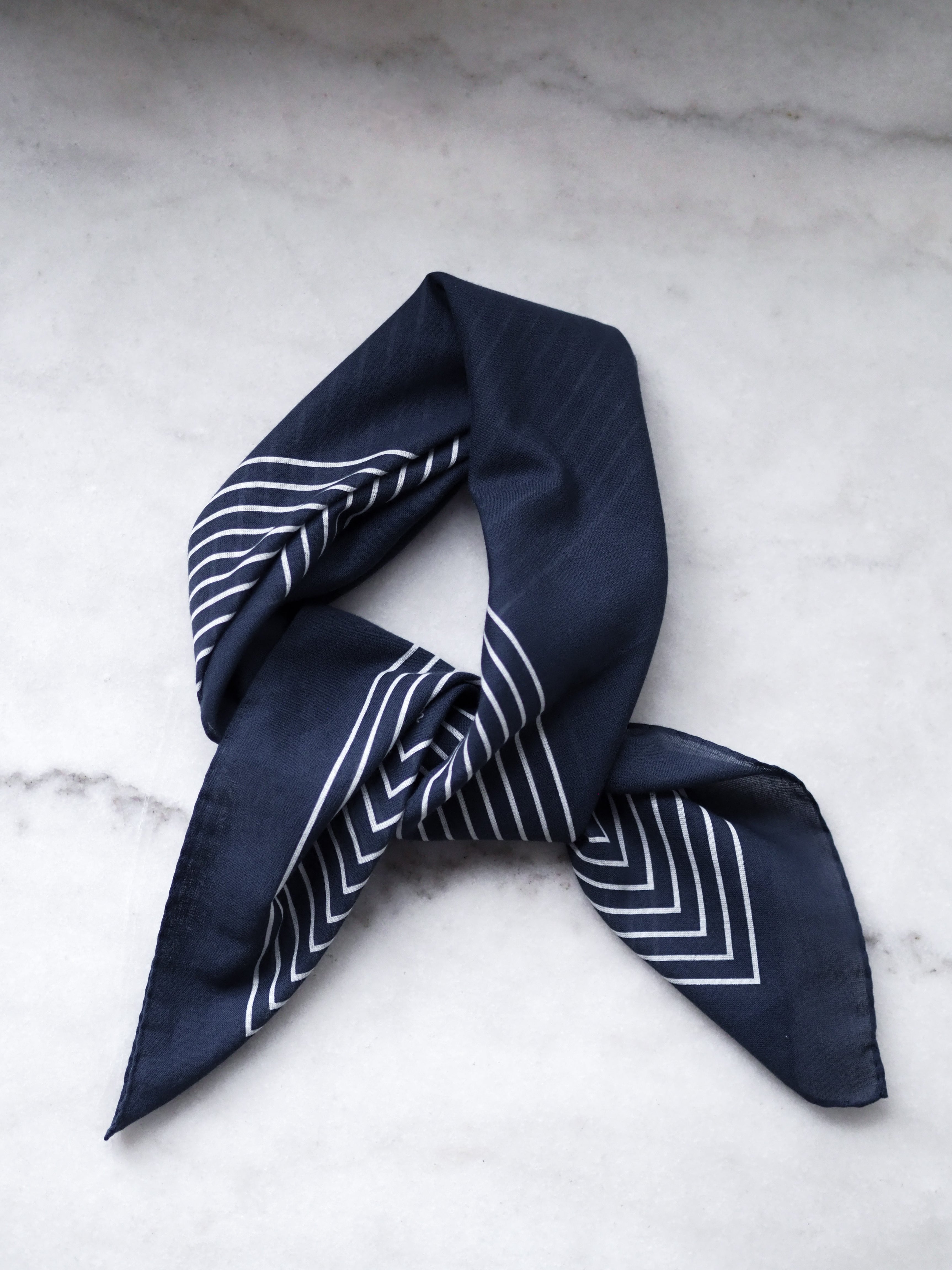 lotta-ludwigson-striped-cotton-scarf-navy-blue-70x70cm image 2