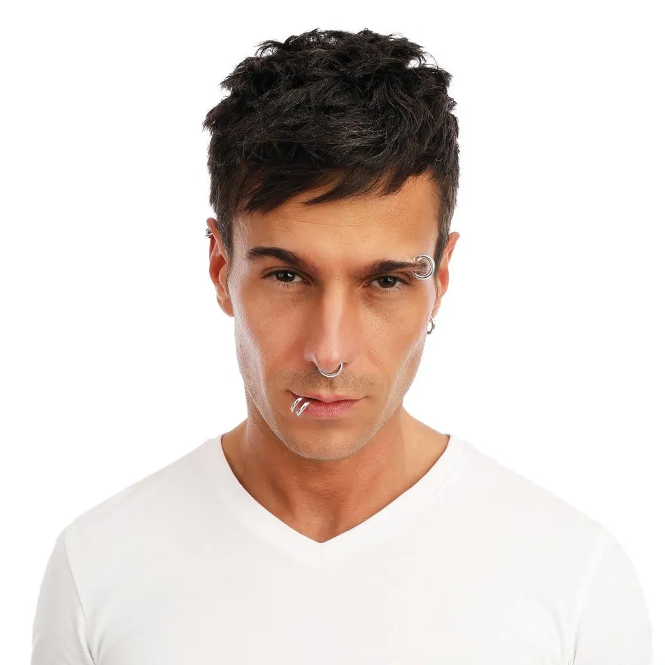 p-tit-clown-73401-fake-piercings-set-8-st-ck-silber-kunststoff image 1