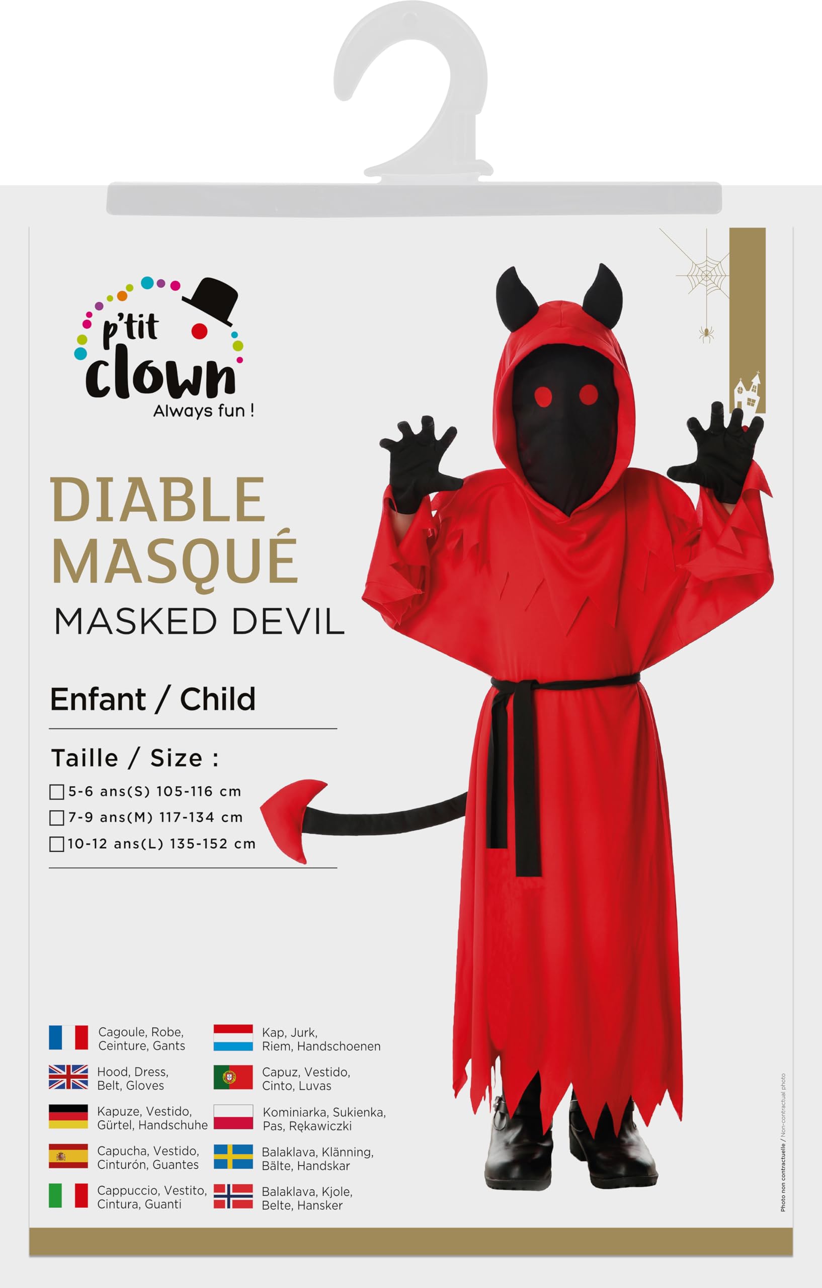 p-tit-clown-teufel-kinderkost-m-rot-maskiert-karneval image 3