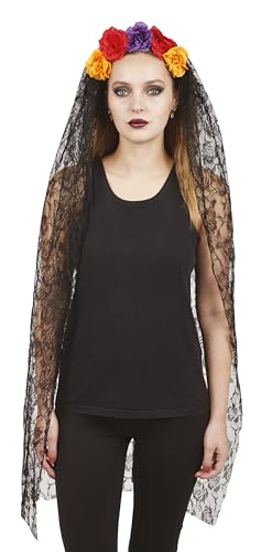 ptit-clown-haarreif-mit-blumen-und-schleier-120-cm-day-of-the-dead image 6