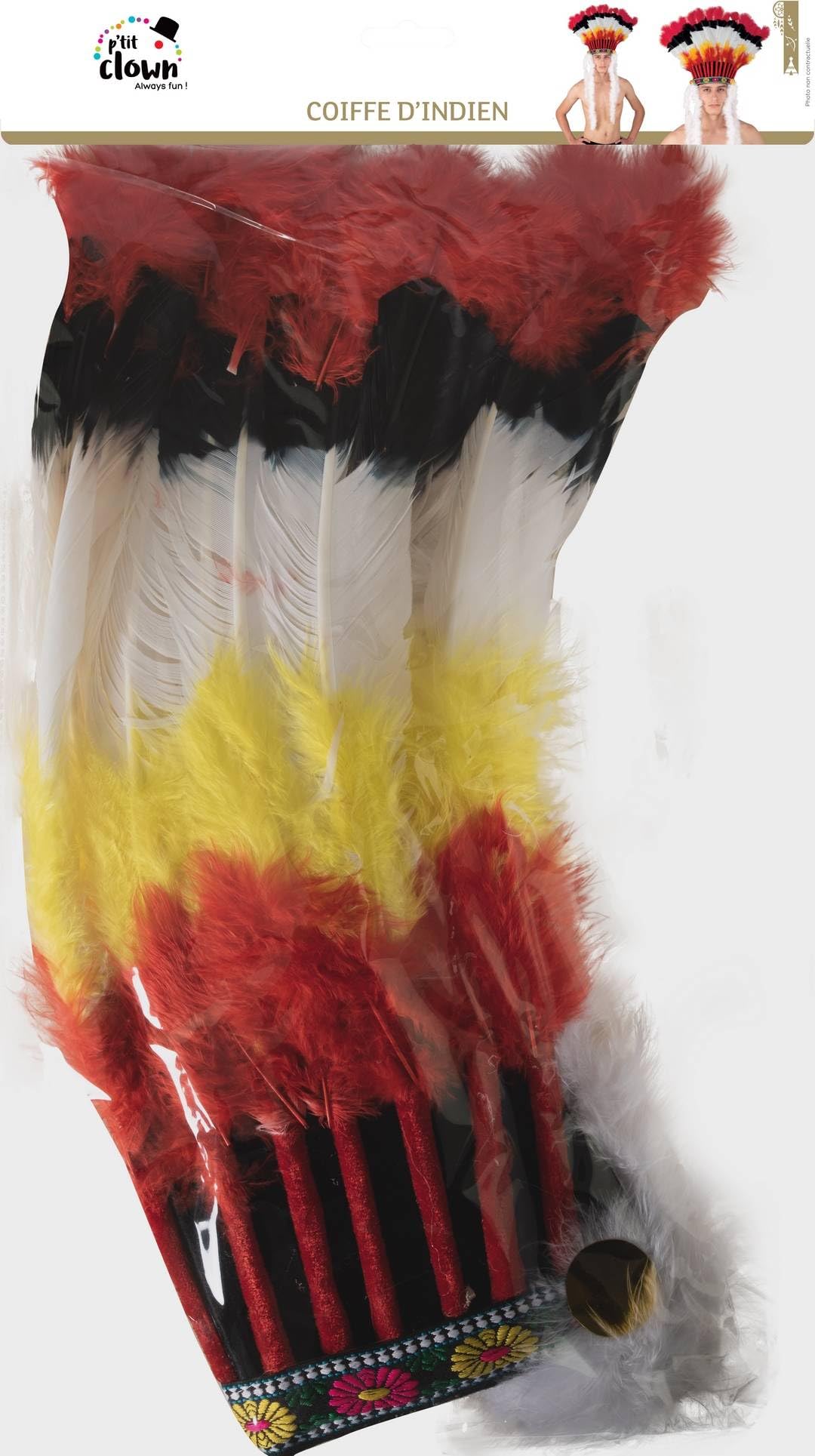 ptit-clown-indianer-kopfschmuck-rot-gelb-mit-marabouts-einheitsgr-e image 2