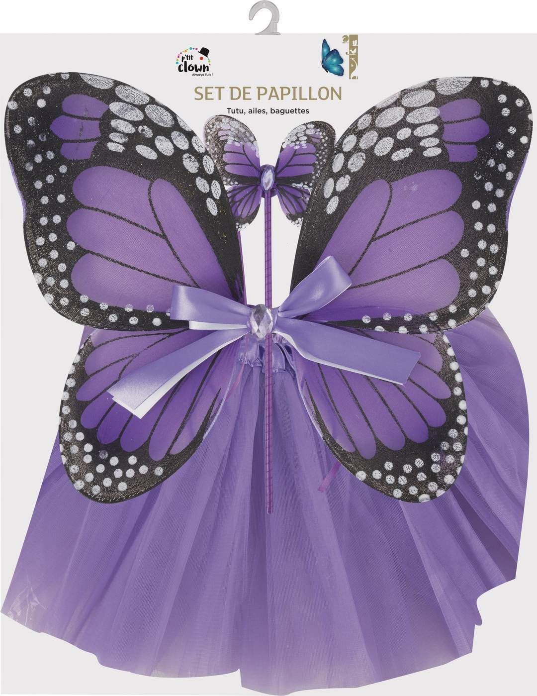 ptit-clown-80240-schmetterling-kost-mset-kinder-violett-tutu-fl-gel-haarreif-zau image 5