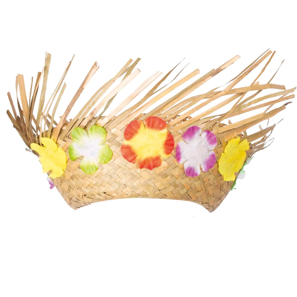 ptit-clown-strohhut-hawaii-natur-mit-blumen-kost-m-hut-einheitsgr-e image 1