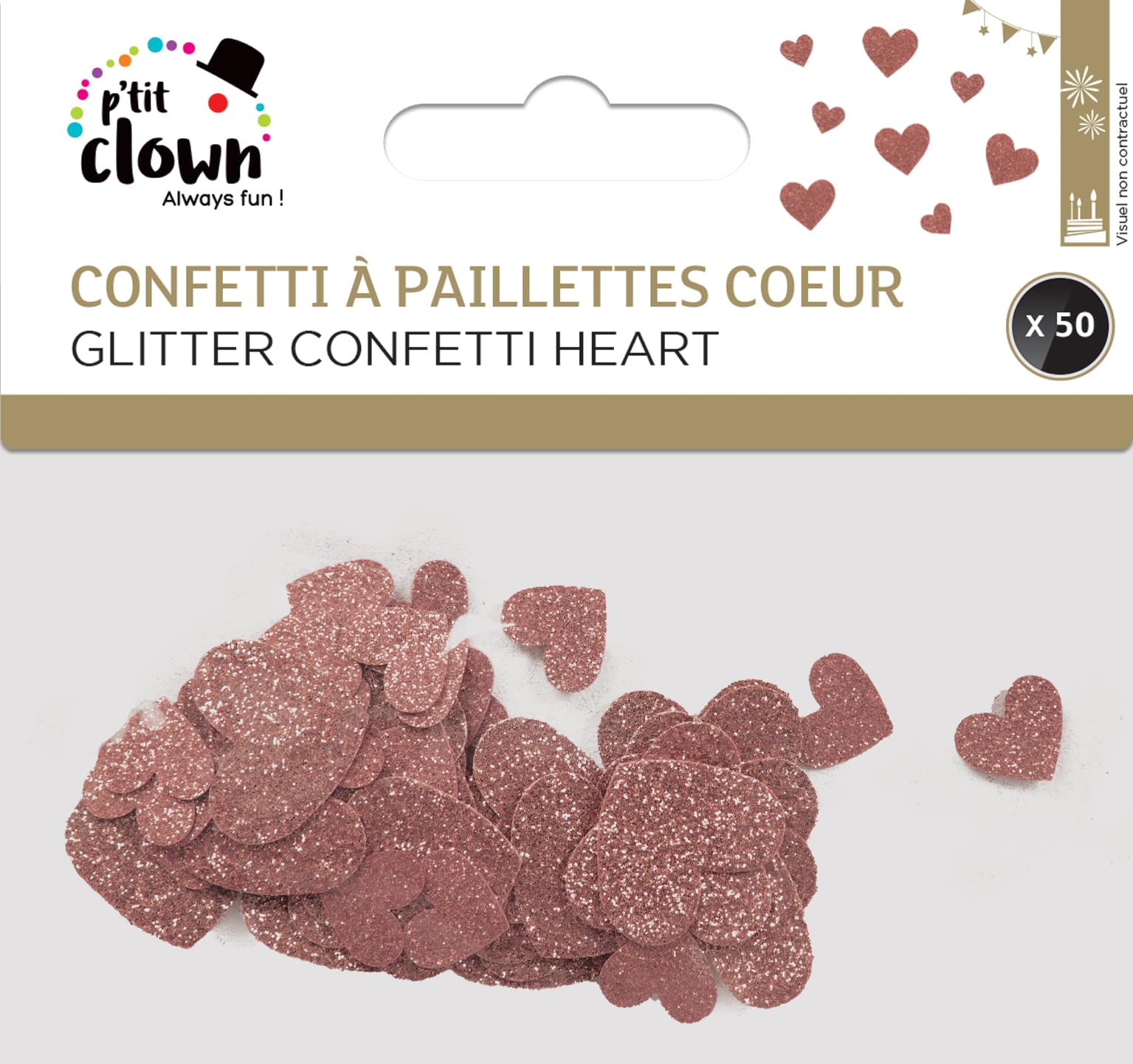 p-tit-clown-konfetti-glitzer-herzen-ros-gold-50-st-ck image 2