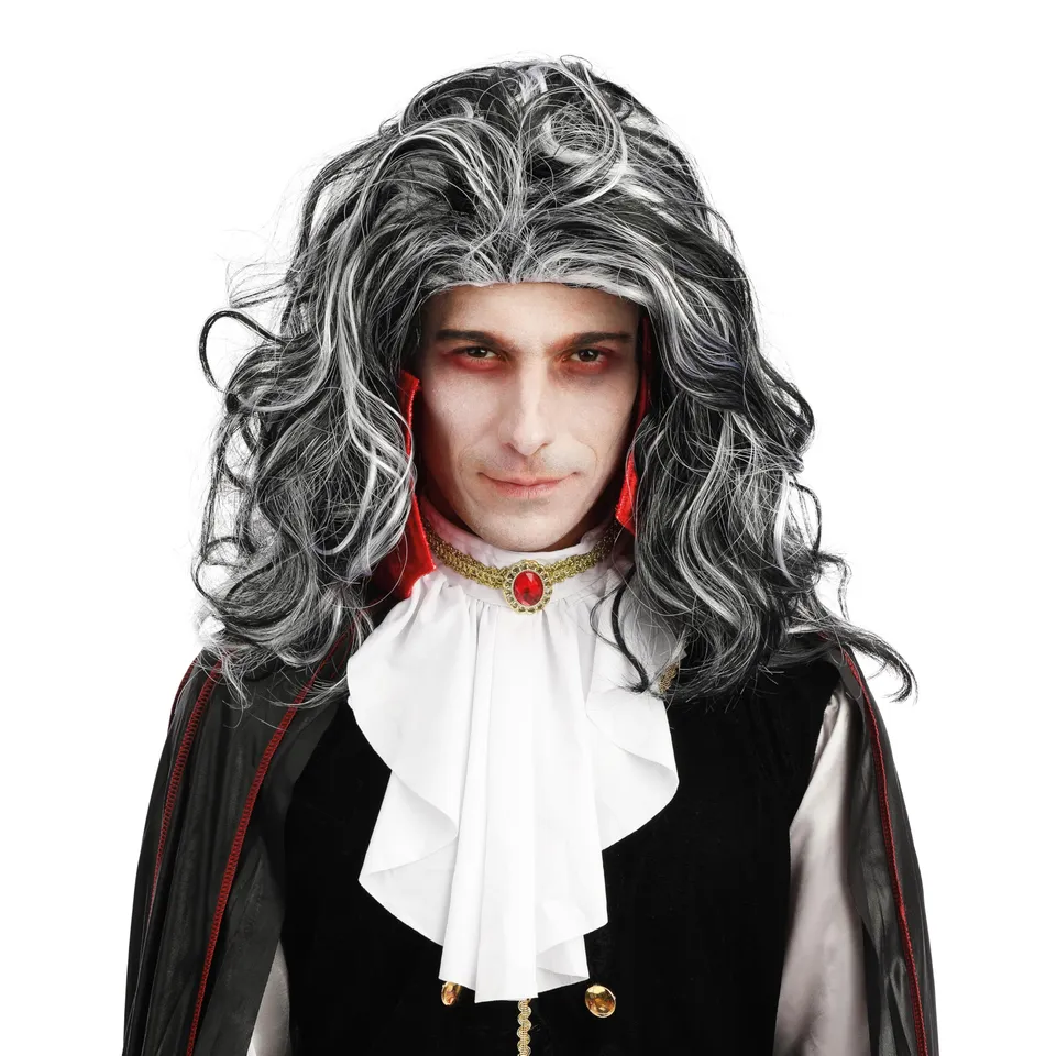 p-tit-clown-22185-vampir-per-cke-lang-gewellt-schwarz-wei-herren image 1