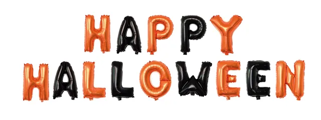 ptit-clown-folienballon-happy-halloween-30-cm-orange-schwarz image 1