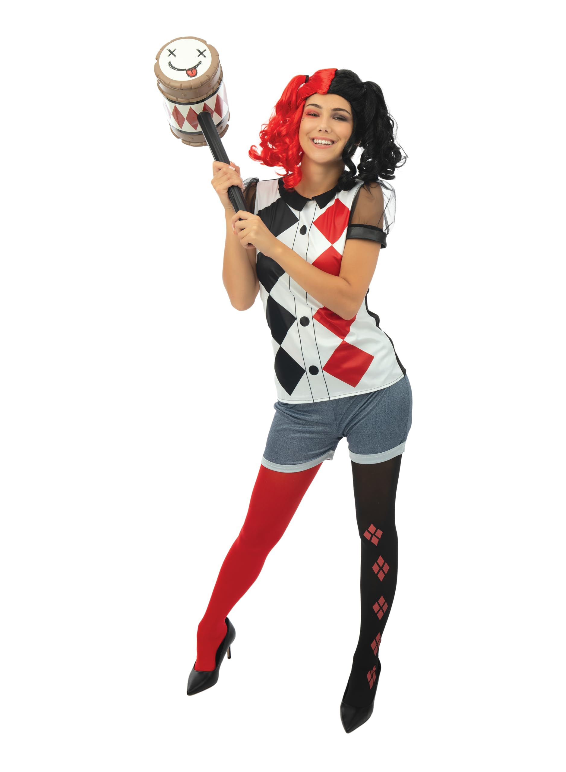p-tit-clown-damenkost-m-harlekin-schwarz-rot-mit-r-sche image 1