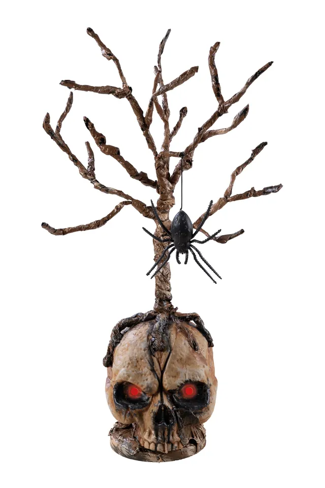 p-tit-clown-leucht-sch-del-55-cm-halloween-deko-mit-zweigen-und-spinne image 1