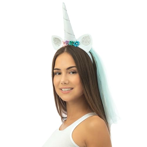 p-tit-clown-einhorn-haarreif-wei-mit-regenbogenschleier image 8