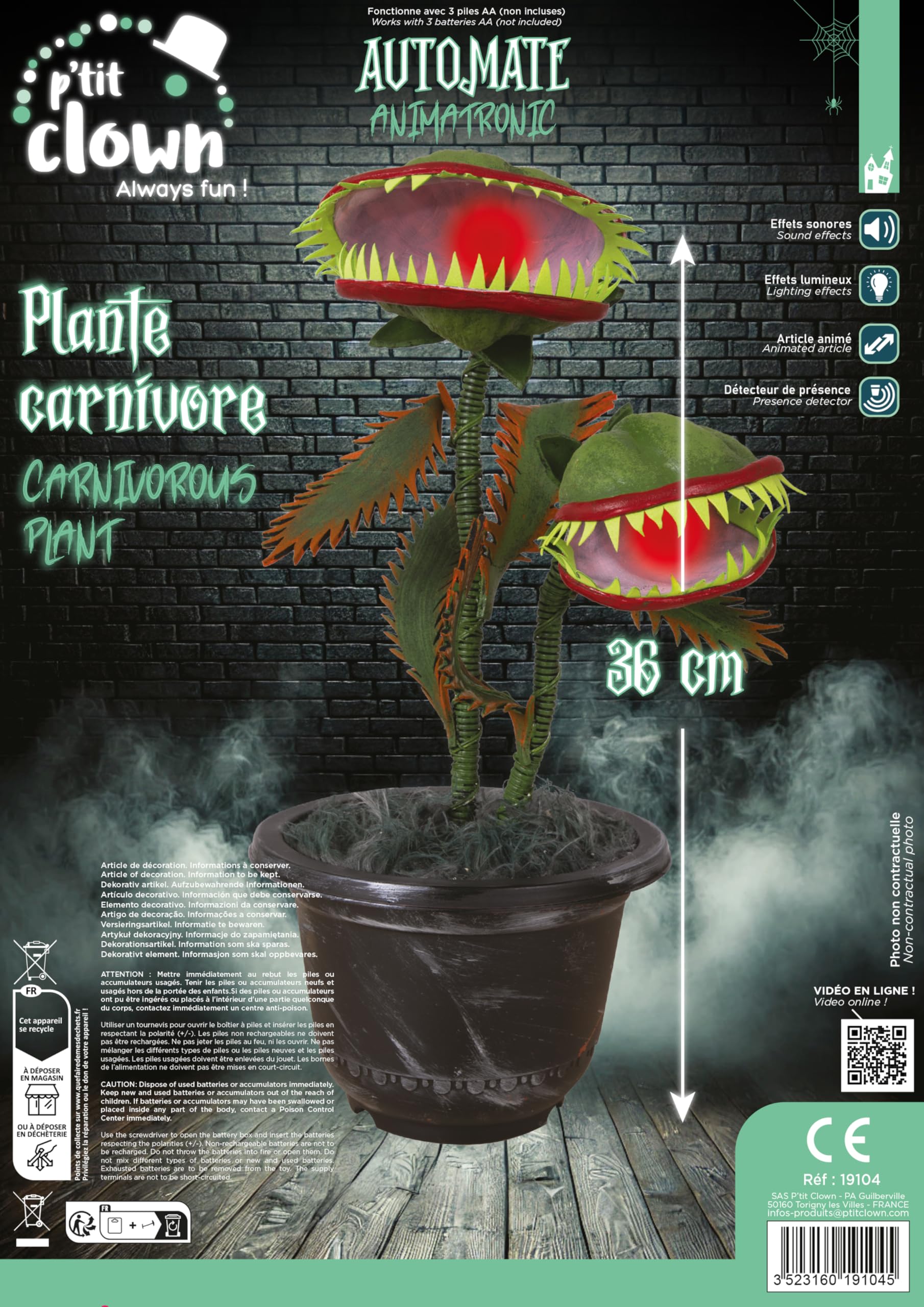 ptit-clown-19104-animierte-fleischfressende-pflanze-36-cm-mit-sound-und-licht image 2