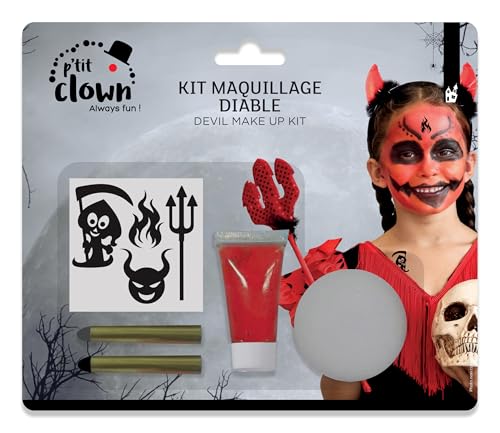 ptit-clown-make-up-set-teufel-f-r-kinder-halloween-kost-m-mit-aufklebern image 5