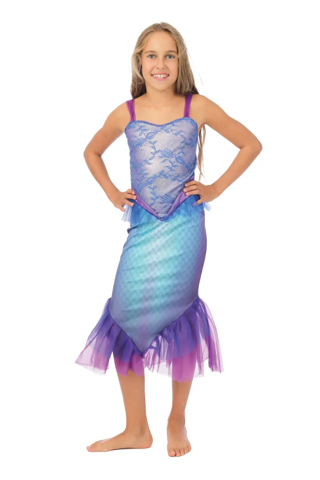 p-tit-clown-meerjungfrauenkost-m-m-dchen-10-12-jahre-blau-kleid image 1