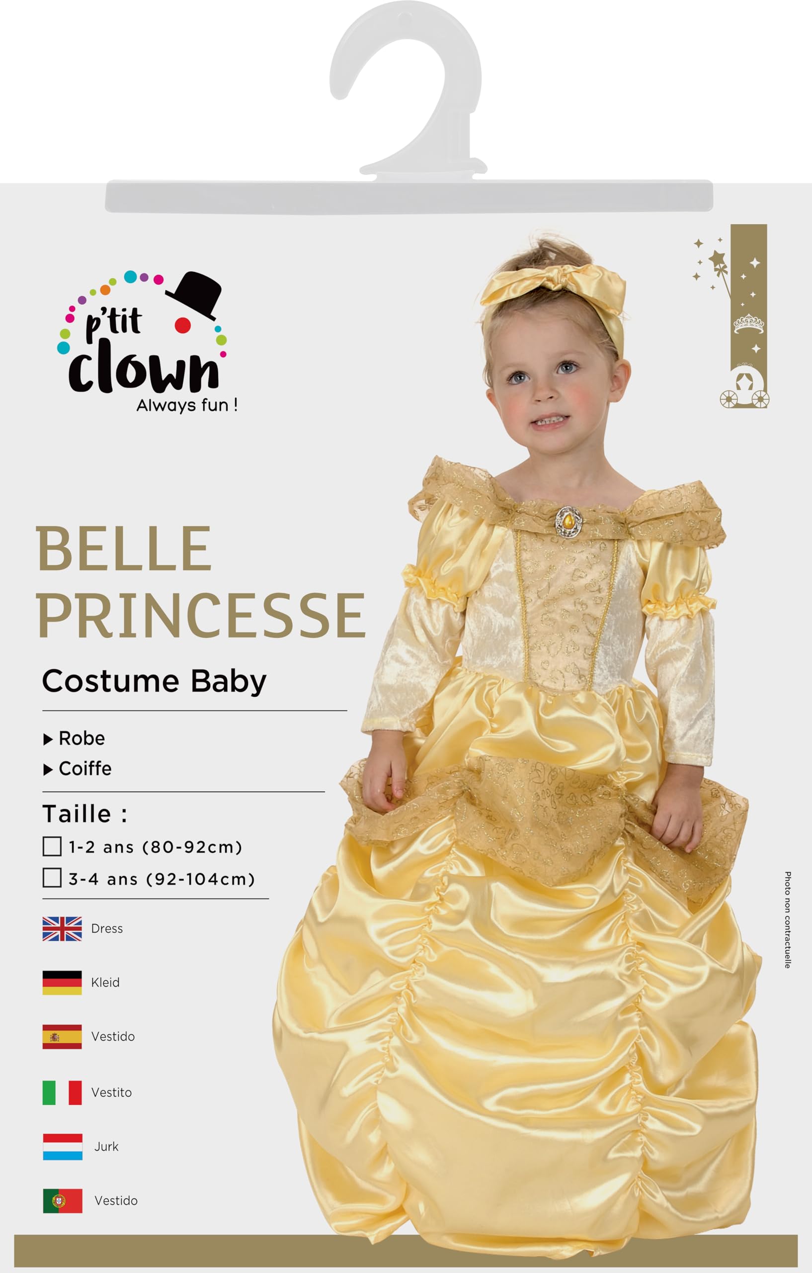 p-tit-clown-prinzessinnen-kost-m-gelb-kinder-3-4-jahre image 3