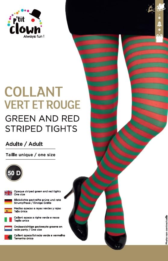 ptit-clown-strumpfhose-gestreift-gr-n-rot-blickdicht-einheitsgr-e-erwachsene image 4