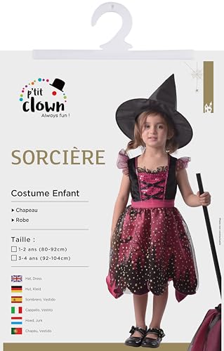 p-tit-clown-hexenkost-m-m-dchen-rosa-3-4-jahre-kleid-mit-spitzhut image 7