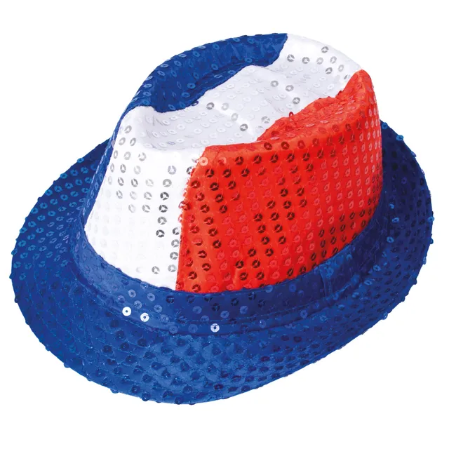 ptit-clown-frankreich-borsalino-hut-blau-wei-rot-mit-pailletten-polyester image 1