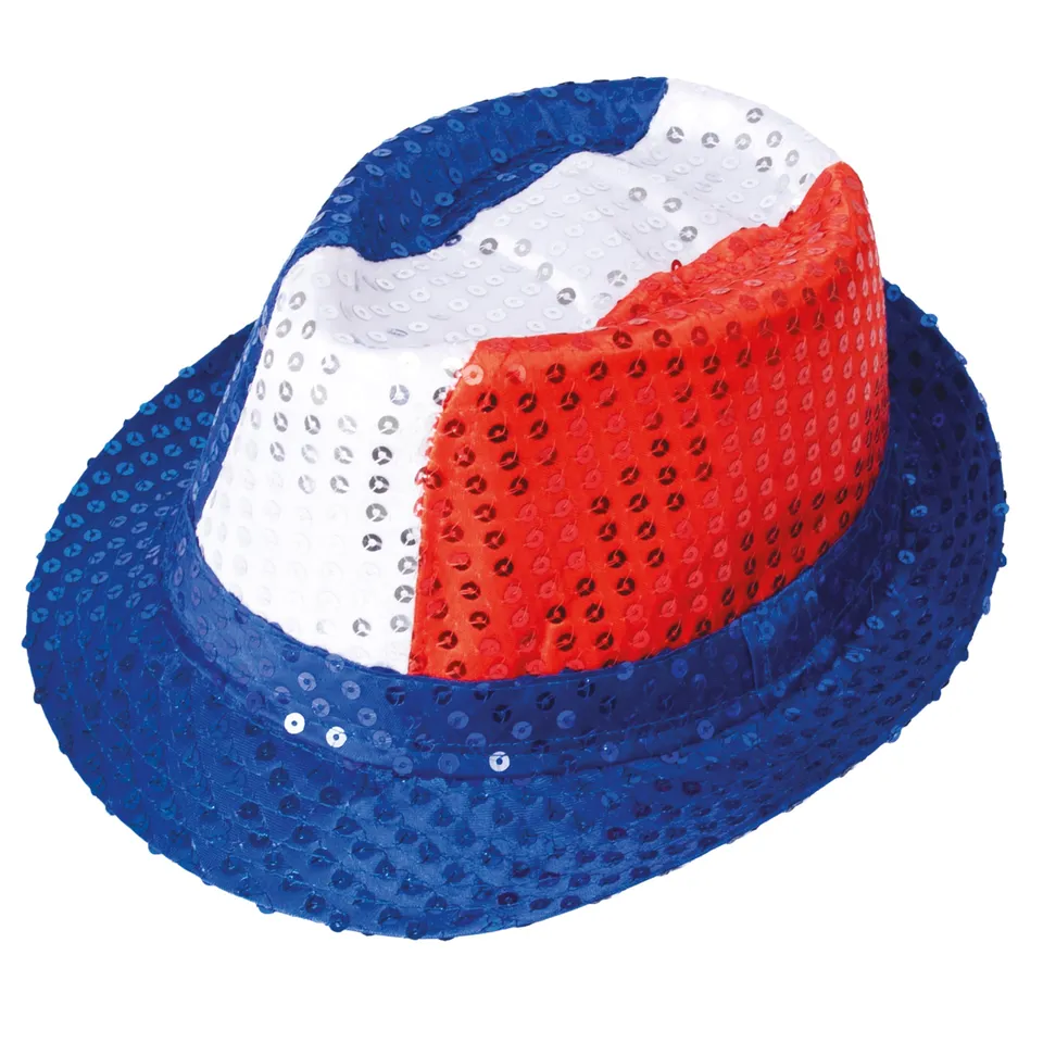 ptit-clown-frankreich-borsalino-hut-blau-wei-rot-mit-pailletten-polyester image 1