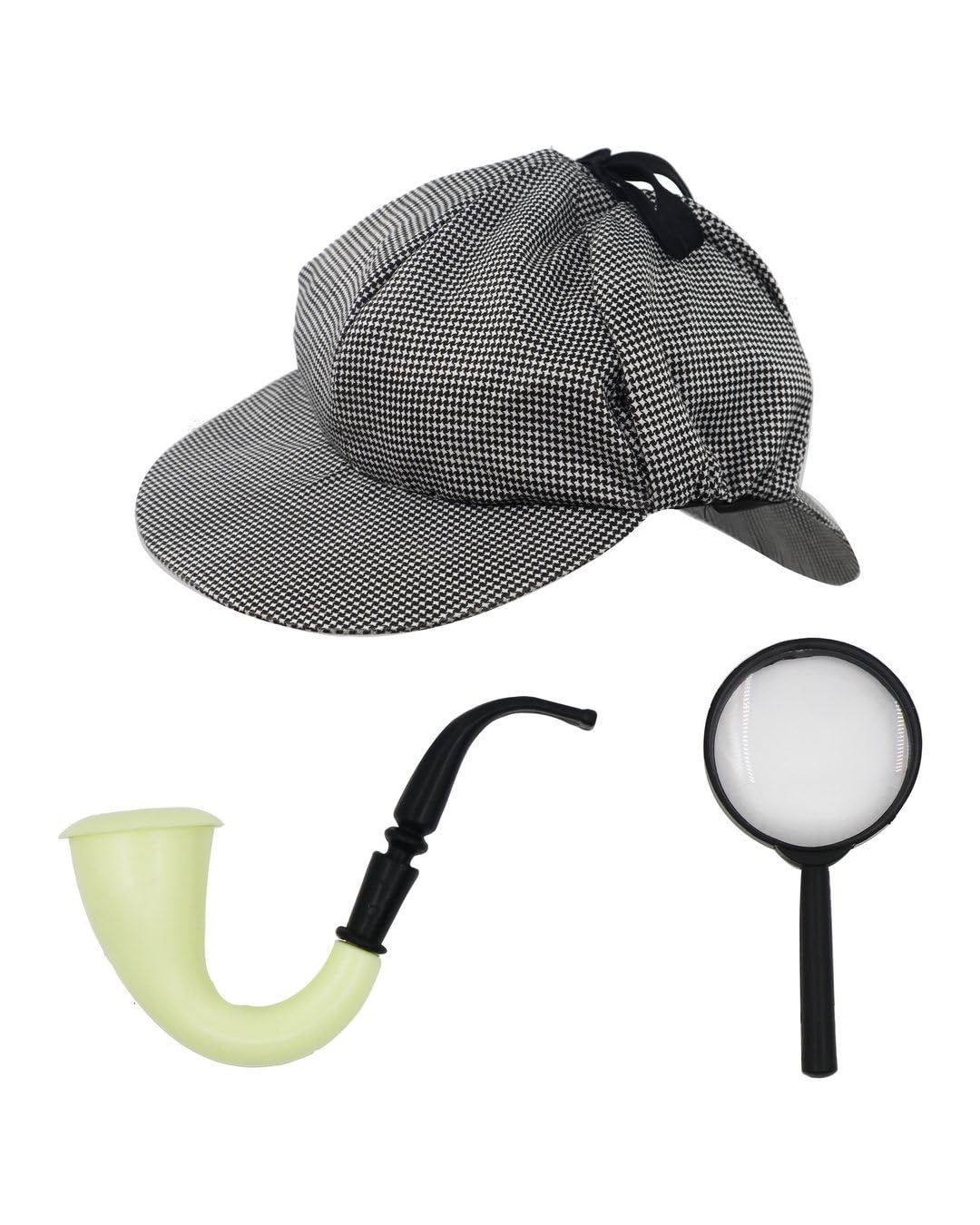 p-tit-clown-detektiv-kost-m-set-grau-schwarz-one-size-kappe-lupe-pfeife image 1