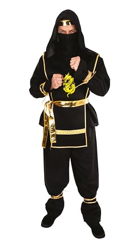 ptit-clown-ninja-kost-m-erwachsene-schwarz-gold-polyester image 7