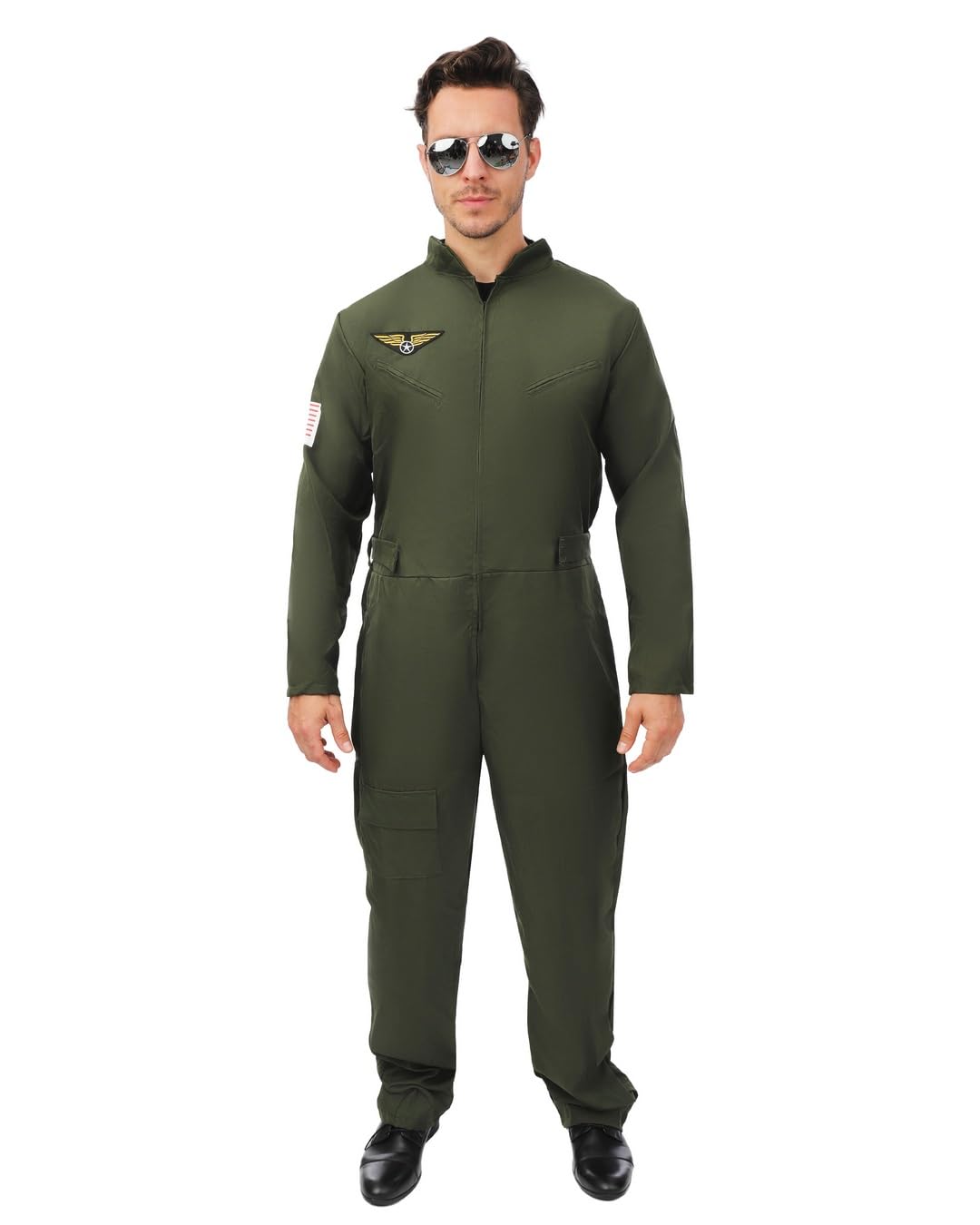 p-tit-clown-jagdpilot-kost-m-air-pilot-suit-f-r-erwachsene-overall-khaki-gr-n image 1